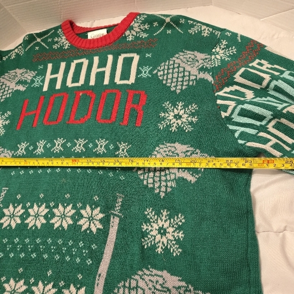 Ugly Christmas Sweater Mens XXL Green Game of Thrones HBO Ho Ho Hodor Pullover - Picture 7 of 10